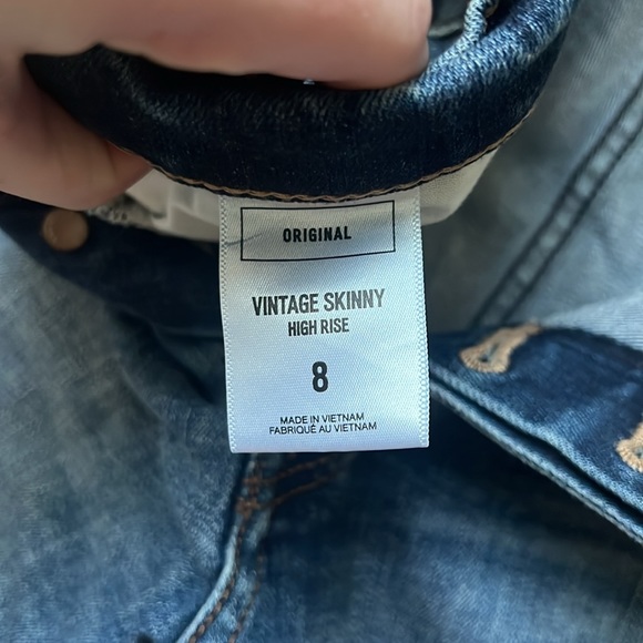 Express Vintage High-Rise Ripped Skinny Jeans Size 8 - Picture 3 of 6